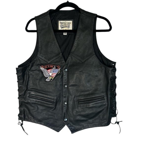 Wilson Black Vest with Side Lacing and Eagle Patch - Picture 1 of 10